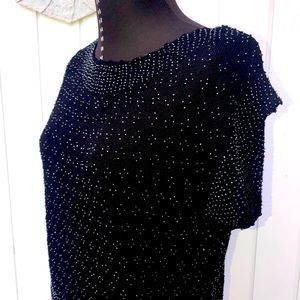 DKNY vintage sweater black beaded sleeveless women’s small party New Years Eve
